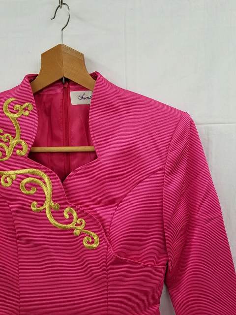 ピンク　チャイナ　ドレス　サイズ9　イエロー　レディース　古着　L-15