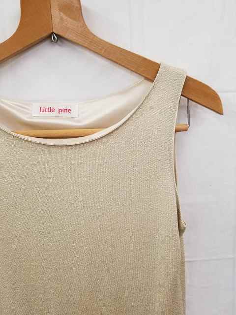 Little pine ゴールド調 膝丈 ワンピース レディース 古着 AB-19