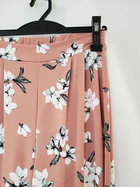 レディース　古着　L'espoir　レスポワール　キュロット　スカート　ピンク　花柄　ウエストゴム　BN-24