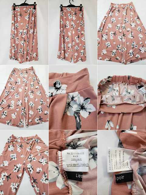 リトルタフのレディース　古着　L'espoir　レスポワール　キュロット　スカート　ピンク　花柄　ウエストゴム　BN-24｜アングル2