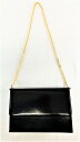 PRINCE ブラック エナメル ハンドバッグ ショルダーバッグ ゴールドチェーン 中古 IM-1 20221206