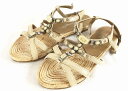 銀座かねまつ GINZA KANEMATSU キラキラストラップ ストラップサンダル フラット 24D 中古 共箱なし NA-1(4)