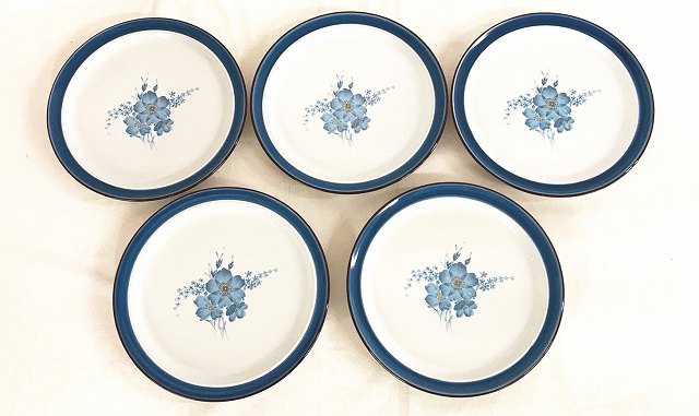 【中古】ノリタケ Noritake STONEWARE 青フチ 花絵柄 ディナープレート 5客セット 共箱なし NQ-2 20240805