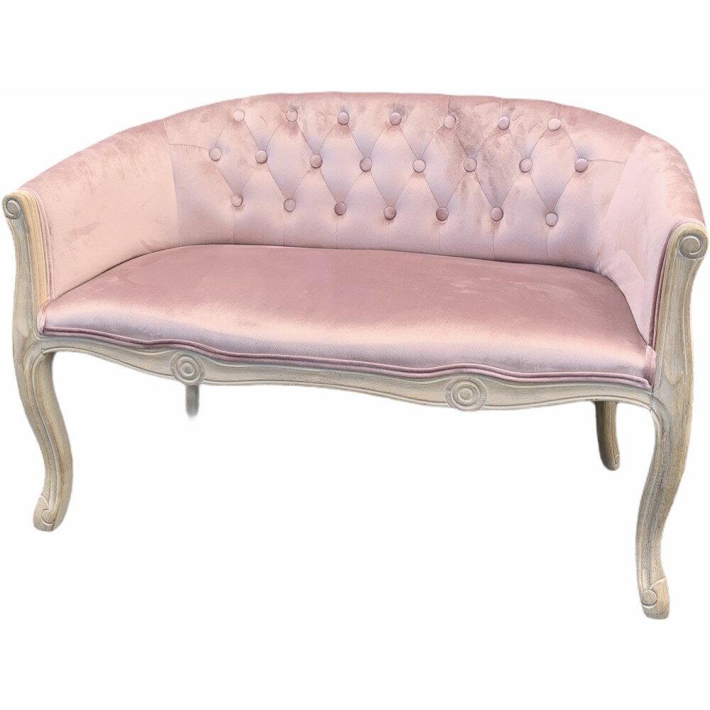 輸入家具 ソファ 2シーター 2人掛け ラブソファ ピンク クラシック リビングスタジオ 直輸入 ネコ脚 ボタンバック 17700SF-PK 対象地域送料無料