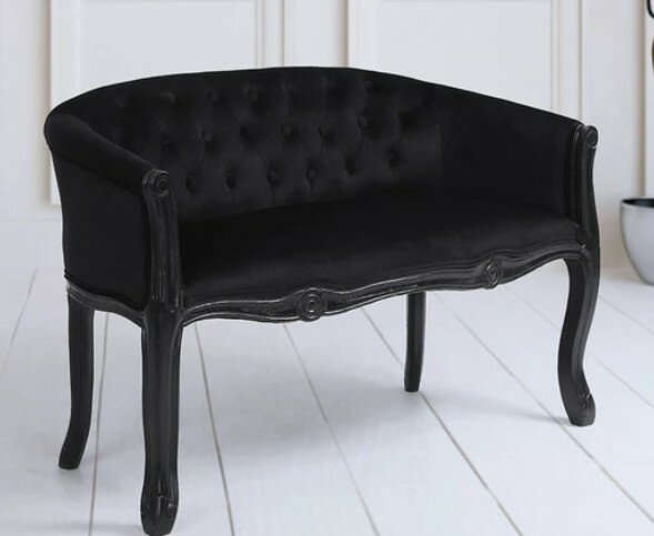 輸入家具 ソファ 2シーター 2人掛け ラブソファ ブラック リビングスタジオ 直輸入 クラシック ネコ脚 ..