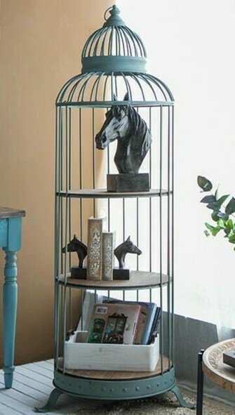 輸入家具 シェルフ 飾り棚 バードケージ アイアン シャビー リビングスタジオ 直輸入 ブックシェルフ ..