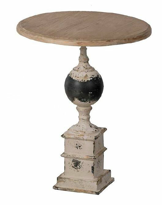 輸入家具 サイドテーブル 花台 円形 リビングスタジオ 直輸入 ナチュラル 小テーブル シャビーシック アンティーク 85383ST 送料無料