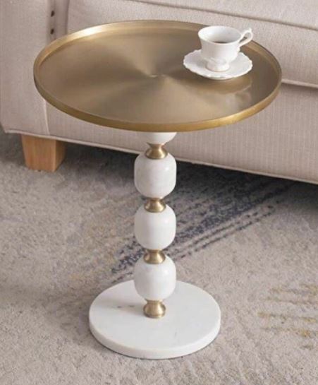 輸入家具 テーブル 円形 ゴールド天板 モダンクラシック リビングスタジオ 直輸入 アンティーク風 ナチュラル シンプル 85518ST-V 送料無料