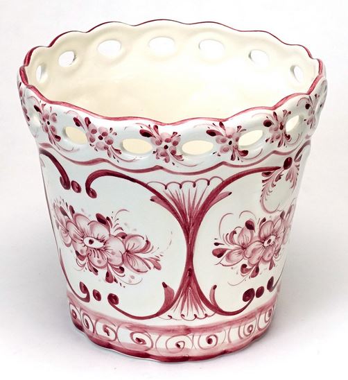 ポルトガル製 輸入雑貨 プランター 鉢カバー ピンク リビングスタジオ 直輸入 19cm 伝統柄 アルコバサ ..