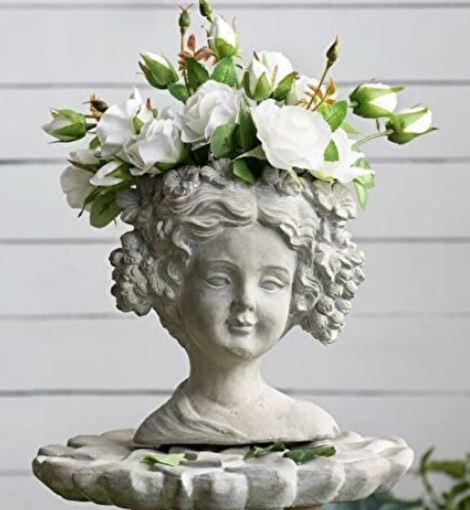 輸入雑貨 プランター 女性 貴婦人 鉢カバー リビングスタジオ 直輸入 イタリアン アンティーク シャビーシック 壁掛け AN-8027 送料無料(3)