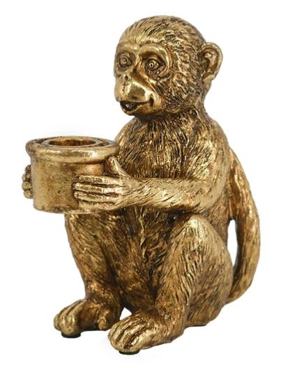 輸入雑貨 サル キャンドルスタンド オブジェ ゴールド リビングスタジオ 直輸入 置物 モンキー アンティーク シャビーシック AN-72434 85670MK(3)