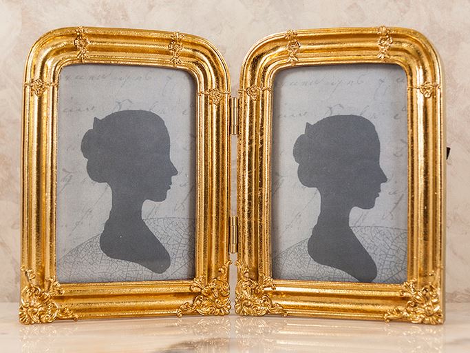 輸入雑貨 フォトフレーム Andante バロック レクト ゴールド ダブル 2連 リビングスタジオ 直輸入 クラシック 姫系 壁掛け兼用 KST14928G