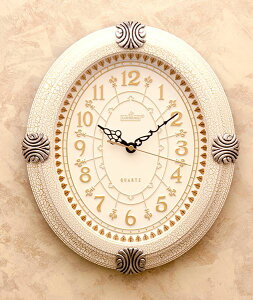 輸入雑貨 ビクトリアンパレス ウォールクロック Oval S 壁掛け時計 ホワイト 白 アンティーク クラシック クラック 姫系 LS-B8031WH