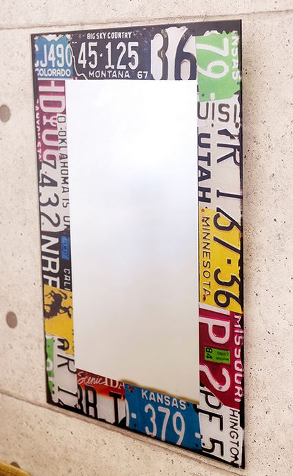 輸入雑貨 ウォールミラー number plate 2 ナンバープレート リビングスタジオ 直輸入 長角 アメリカ 北..