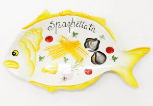 イタリア製 輸入雑貨 皿 魚 プレート リビングスタジオ 直輸入 黄色 パスタ ディナー ボンゴレ サカナ オードブル バッサーノ P2-806-1