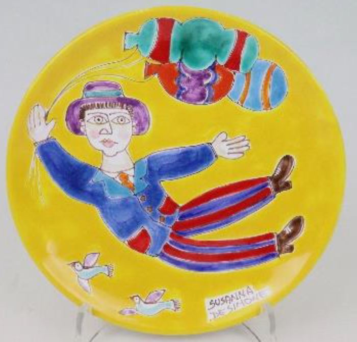 イタリア製 輸入雑貨 絵皿 風船 飛行 黄色 リビングスタジオ 直輸入 デシモーネ デシモネ desimone スザンナ シチリア 40718C 対象地域送料無料