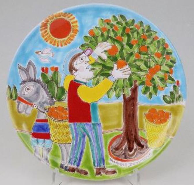 イタリア製 輸入雑貨 絵皿 オレンジ 果樹園 リビングスタジオ 直輸入 デシモーネ デシモネ desimone スザンナ シチリア 40726E 対象地域送料無料