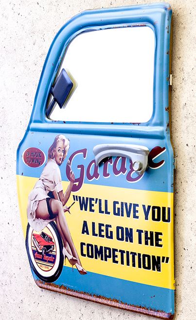 輸入雑貨 カー ドアミラー GARAGE Girl ブリキ ミラー 壁飾り アメリカ リビングスタジオ ドア ビンテージ アンティーク HLHC407 送料無料 [2]