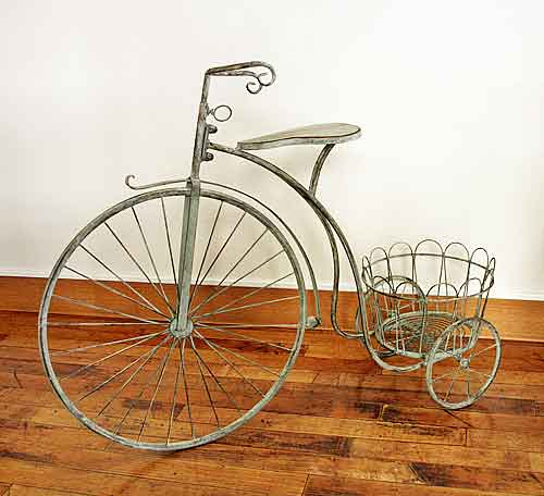 輸入雑貨 フラワーポット 三輪車 フレンチ アイアン シャビーシック ビンテージ アンティーク ガーデニング プランター オブジェ 姫系 6864のサムネイル