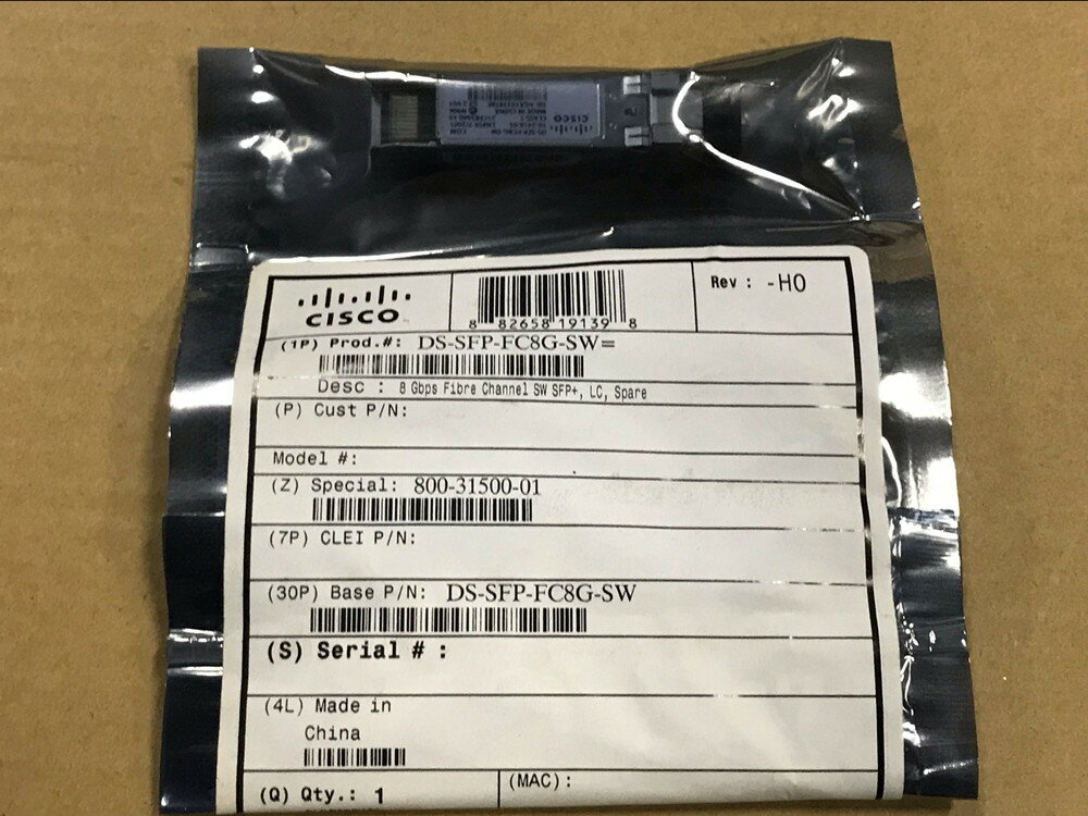 送料無料★未使用未開封品 Cisco DS-SFP-FC8G-SW 8 Gbps Fibre Channel SW SFP+ LC Spare 8GB【中古】