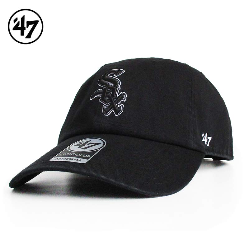 ’47 フォーティセブン FORTYSEVEN '47 CLEAN UP クリーンナップ キャップ 帽子 ホワイトソックス White Sox カラー：Black×Black & White Logo ローキャップ アメカジ ファッション メンズ レディース MLB ぼうし ハット