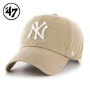 ’47 フォーティセブン FORTYSEVEN 039 47 CLEAN UP クリーンナップ キャップ 帽子 Yankees ヤンキース カラー：Khaki×White logo ローキャップ アメカジ ファッション メンズ レディース MLB ぼうし ハット