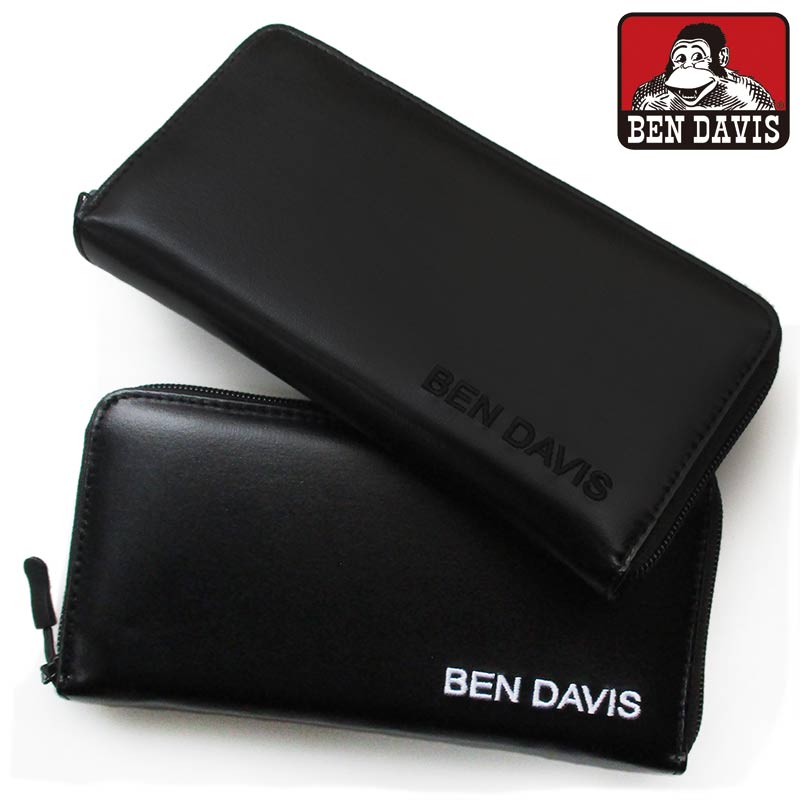 BEN DAVIS 財布 メンズ BEN DAVIS ベンデイビス SMOOTHロングウォレット/長財布/ラウンドファスナー/ジップアラウンドウォレット（小銭入れ付） フェイクレザー 男女兼用 カラー：BLACK メンズ/レディース
