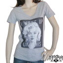 Marilyn Monroe/マリリン モンロー レディース Vネック半袖Tシャツ Fifth Sun/フィフス サン カラー：GREY 正規ライセンス品