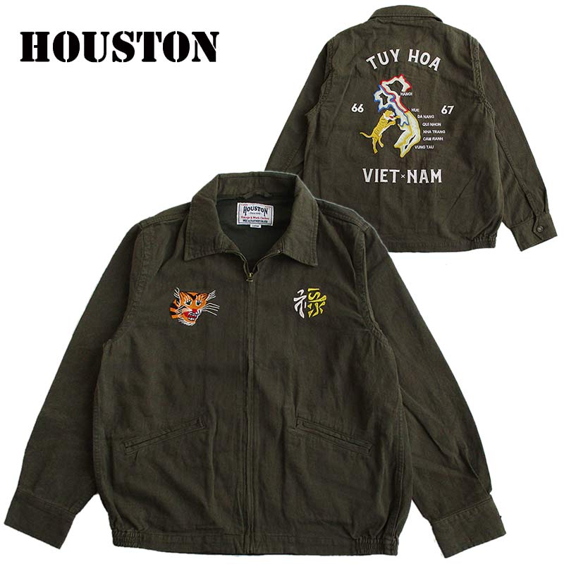 楽天LL-FactoryHOUSTON ヒューストン メンズ ベトジャン スカジャン スーベニアジャケット カラー：OLIVE DRAB（カーキ） 刺繍 ロカビリー Rockabilly 50's アメカジ ファッション 春 秋 送料無料