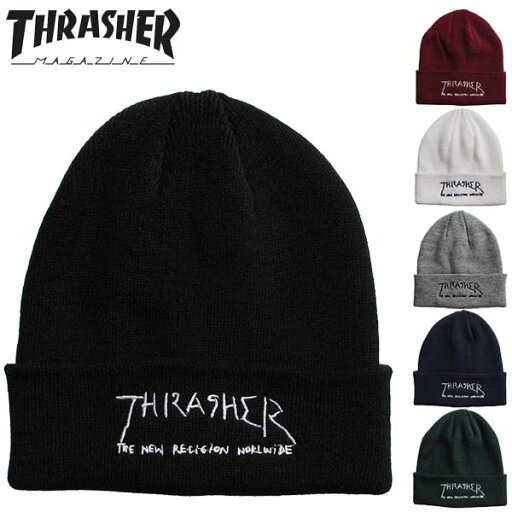 THRASHER(スラッシャー) GONZ LOGO 刺繍 アクリル平編みビーニー ニットキャップ/ニット帽/キャップ/帽子 メンズ レディース THRASHER(スラッシャー) GONZ LOGO 刺繍 アクリル平編みビーニー ニットキャップ/ニット帽/キャップ/帽子 メンズ レディース