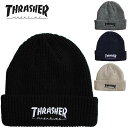 THRASHER（スラッシャー） MUG LOGO 刺繍 リブ編みショートビーニー ニットキャップ/ニット帽/キャップ/帽子 メンズ レディース