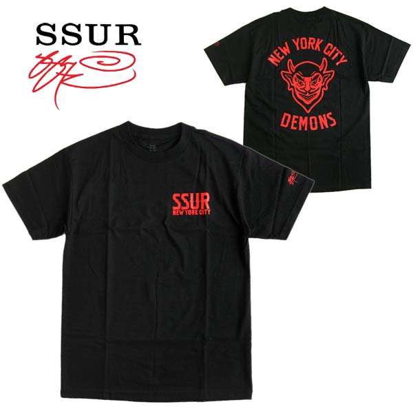 SSUR/サー メンズ半袖Tシャツ DEMONS BLACK ストリート アメカジ ファッション MENS ファッション ASAP SALE