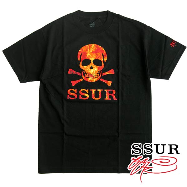 SSUR/サー メンズ半袖Tシャツ　“SUBSTANCE FIRE”　BLACK ストリート アメカジ ファッション MENS ファッション ASAP SALE