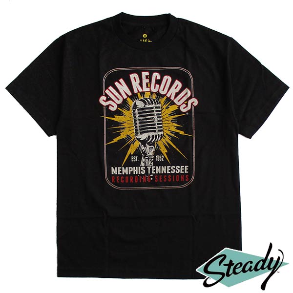 楽天LL-FactorySteady Clothing/ステディークロージング　メンズ半袖Tシャツ SUN RECORDS/サンレコード/バンドTシャツ/SUN STUDIO//Rockabilly/オールディーズ/カントリー/エルヴィス・プレスリー/Elvis/ジョニー・キャッシュ/ファッション/モッズ