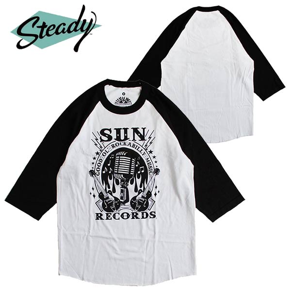 楽天LL-FactorySteady Clothing/ステディークロージング メンズ 3/4スリーブ ラグランTシャツ 七分袖/ロンT SUN RECORDS/サンレコード/バンドTシャツ/SUN STUDIO//Rockabilly/オールディーズ/カントリー/エルヴィス・プレスリー/Elvis/ジョニー・キャッシュ/ファッション/モッズ