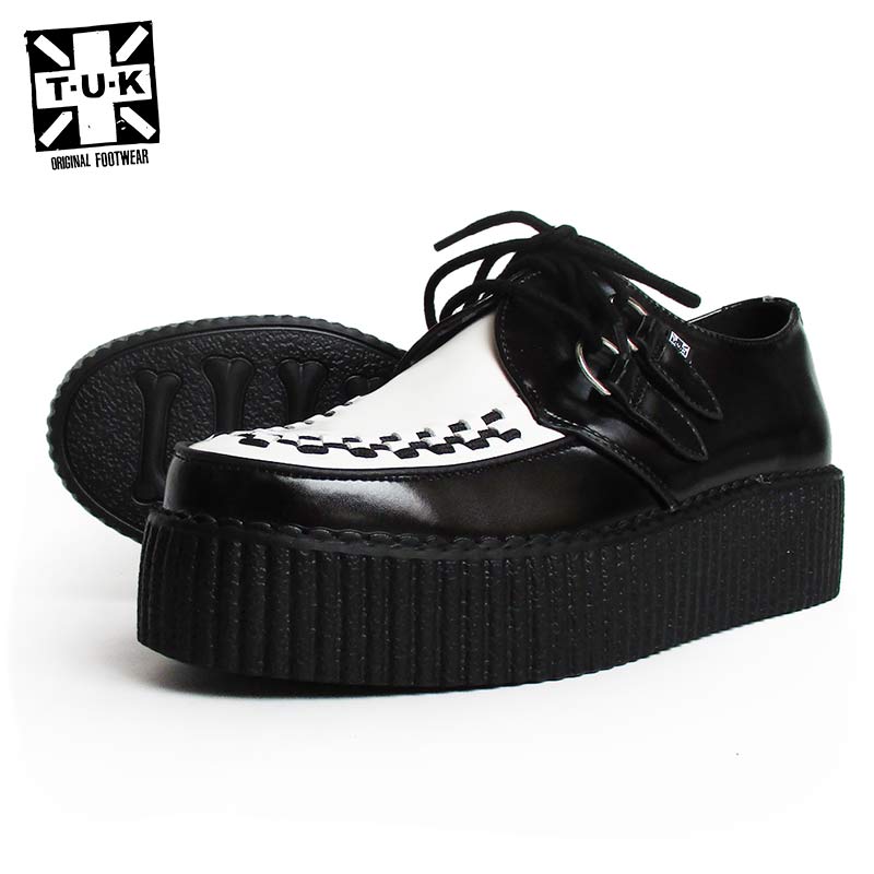 楽天LL-FactoryTUK/ティーユーケー ラバーソール 「Classic Two-Tone Creepers」BLACK×WHITE V6804 メンズ レディース 本革 靴 スニーカー 厚底 パンク ロカビリー ファッション モッズ 送料無料