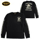 VANSON バンソン メンズ ドライ長袖Tシャツ（ロンT）吸汗速乾 抗菌防臭 UVカット スカル ウッドベース ロカビリー 送料無料