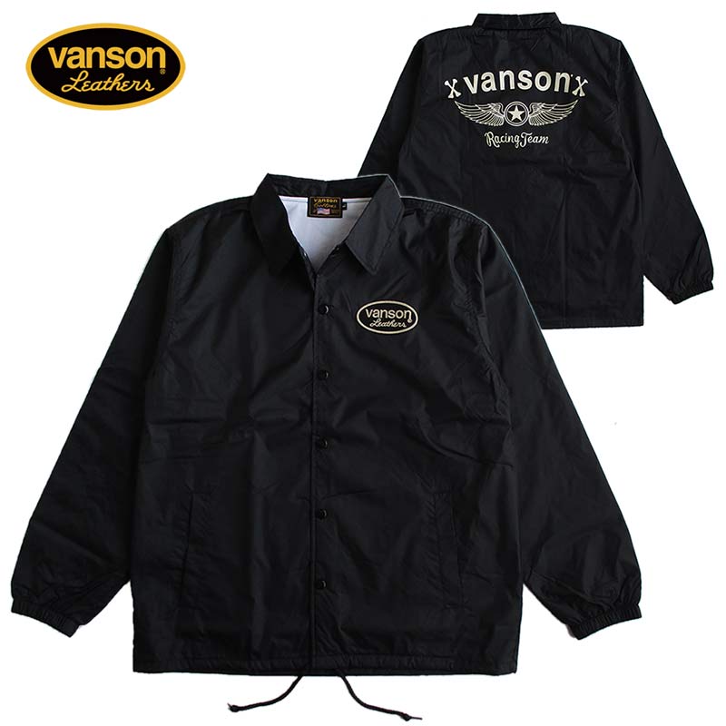 VANSON バンソン ナイロンコーチジャケット メンズ レディース カラー：BLACK アウター 送料無料