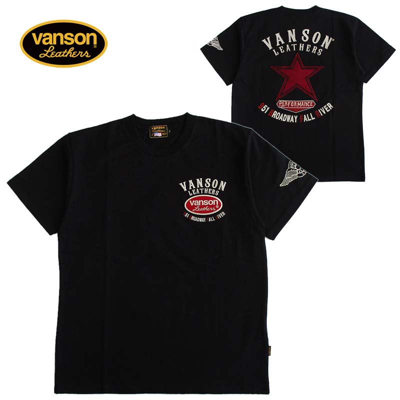 VANSON バンソン メンズ 天竺半袖Tシャツ チェーン刺繍 送料無料