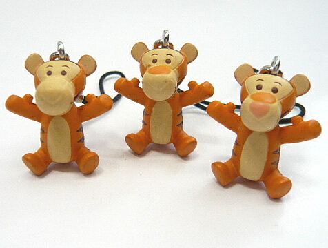 送料無料 Disney ティガー Tigger ストラップ3個 その1 ディズニー くまのプーさん キャラクター雑貨