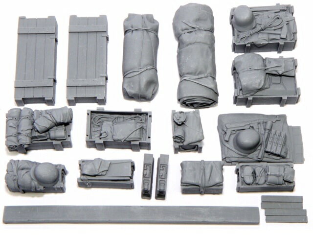 VG 1/15～1/16 ドイツ軍戦車用 レジン製 ハイグレード 車載アクセサリーセット #3 ディテールアップパーツ 未塗装品 発送前にキットを検品し、パーツの破損や欠品のない完璧な状態でお届け致します。 海外から直輸入！ この商品はレジ...