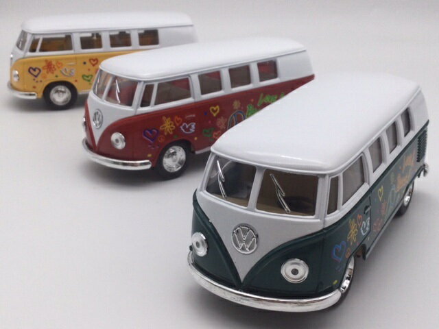 1/32スケール 1962 ワーゲンバス ラブ＆ピース TYPE2 サイケデリック ヒッピー コンビ アーリーバス ミニカー 車 Volkswagen Bus フォルクスワーゲン マイクロバス　VW クラシックカー 2