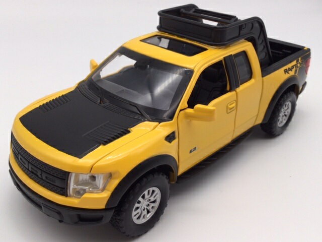 1/32 フォード F150 6.2L ラプター 黄色 ヘッドライト点灯 エンジン音 ミニカー SVT 外車 ギミック 輸入 FORD RAPTOR 光る鳴る