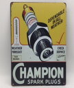送料無料 チャンピオン スパークプラグ 温度計 金属製 メタルサインプレート CHAMPION SPARK PLUG 看板 ブリキ アンティーク ガレージ イン...
