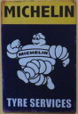 送料無料 ミシュラン タイヤ TYRE SERVICES 金属製 メタルサインプレート ビバンダム MICHELIN TIRE 看板 ブリキ アンティーク ガレ...