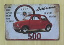 送料無料 フィアット500 1957 金属製 メタルサインプレート FIAT500 チンクェチェント NUOVA 500 看板 ブリキ アンティーク ガレージ ...