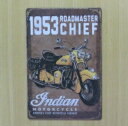 インディアン モーターサイクル 金属製 メタルサインプレート ロードマスター チーフ　INDIAN MOTORCYCLE ROADMASTER CHIEF オートバイ バイク 看板　ブリキ　アンティーク　ガレージ　インテリア　広告　カフェ　店舗備品 インディアン　モーターサイクルのかっこいい金属製サインプレート。 約A4サイズぐらいのお手ごろサイズのプレートですので飾る場所を選びません。 古びた感じのサビ、キズ表現付きですのでレトロ感バツグン♪ ガレージ、お店、お部屋をおしゃれに演出します！ 車内のトノカバーなどに取り付けてもかっこいいかも！ ★商品内容　 ・鉄製　サインプレート　1枚 （サイズ・・・約30センチ×約20センチ） ★飾り方について ・そのまま棚などに立てかける。 ・細い釘や針の長い画鋲、細いタッピングビスで壁に固定する。 ・クッション付きの超強力両面テープで壁に固定する。 ・超強力なマグネットを両面テープで壁に取り付け、そこにサインプレートをバッチンコ！（これならその日の気分で看板を簡単に交換できます！） ★屋外で使用したい場合 鉄製ですので錆びやすいです。クレ シールコートをスプレーしたり、ガラスコーティングしたり、防錆＆紫外線対策を施してあげると良いでしょう。 わざとサビさせてラットな雰囲気を高めたい方はそのままお使いください。 ★注意事項 量産品のためプレス時のかすかな変形、かすかな擦り傷、かすかな汚れ等ある場合があります。 神経質な方にはオススメできません。 ★水曜・土曜・日曜・祝日はお休みを頂いております。 商品の発送、お問い合わせへの対応は、 翌営業日に順次対応いたします。 （営業時間／水曜除く平日10時〜18時）　