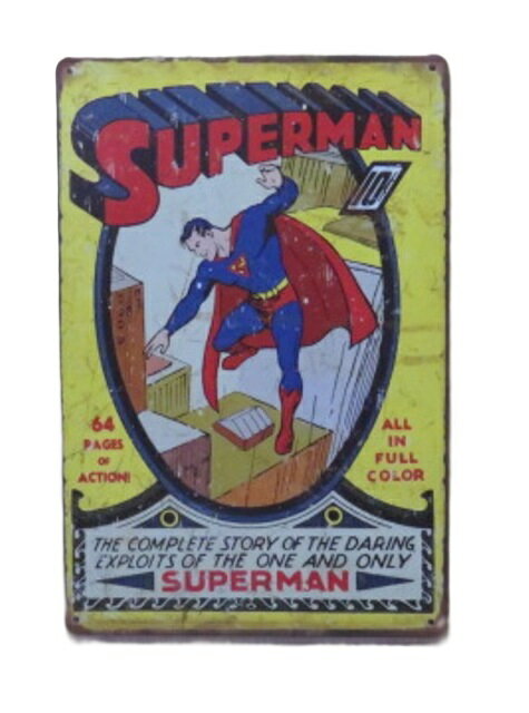 送料無料　スーパーマン コミック 表紙 金属製 メタルサインプレート SUPERMAN DCコミック アメコミ 看..