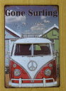 送料無料 ワーゲン タイプ2 Gone Surfing 金属製 メタルサインプレート フォルクスワーゲン VOLKSWAGEN TYPE2 コンビ COMBI ...