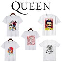 【男女兼用】QUEEN クイーン Tシャツ プリント ロゴ 半袖 綿 クルーネック 丸首 ティーシャツ バンドTシャツ 普段着 定番 ボヘミアンラプソディ フレディ マーキュリー Bohemian Rhapsody 透けない デザイン 6種 サイズXS-XL